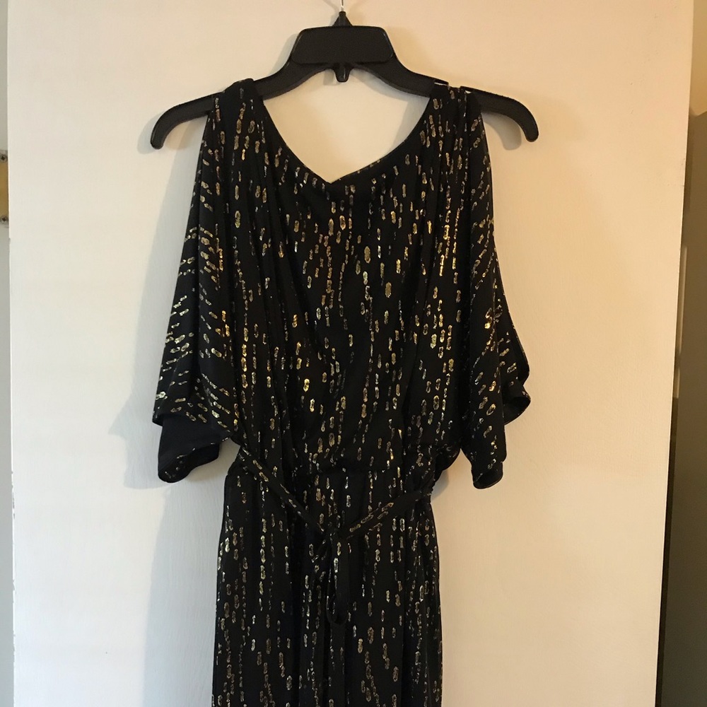 Jessica Simpson black and gold cocktail dress